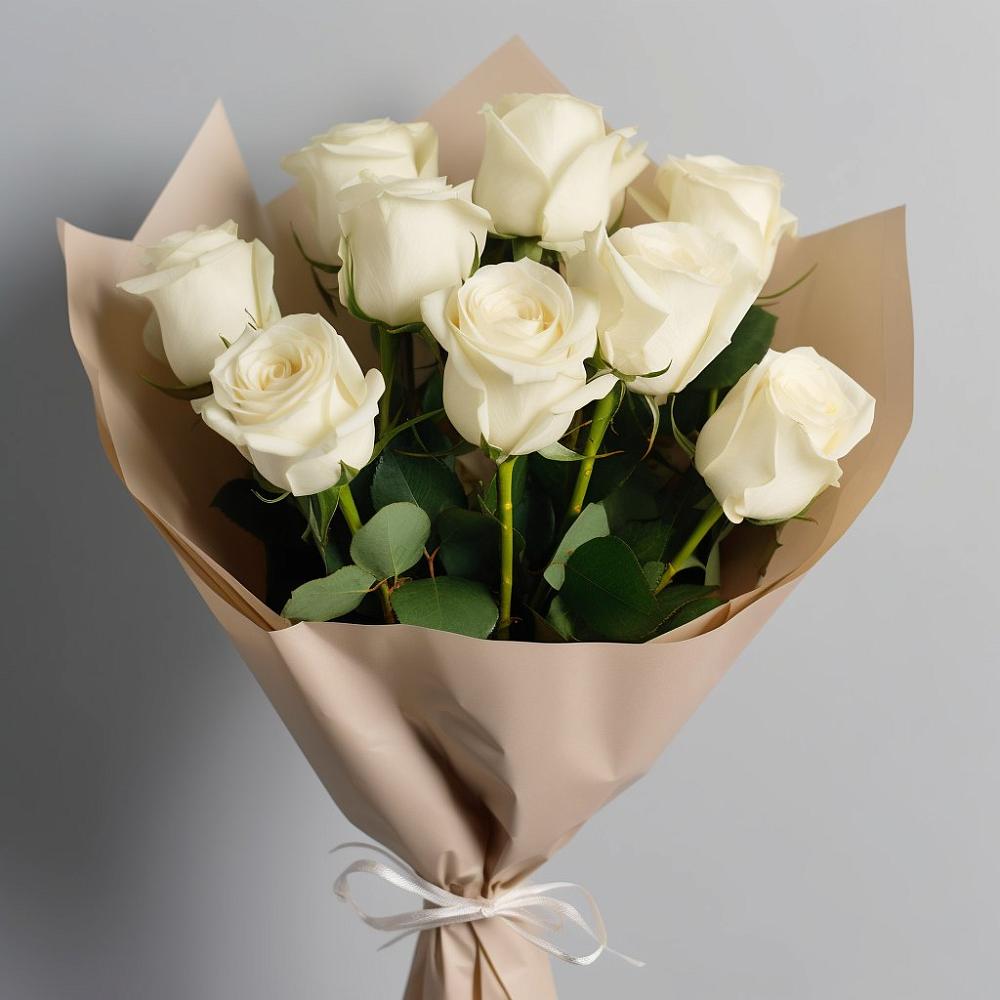 Букет 9 Белых роз Эдлесс Лав в Беково