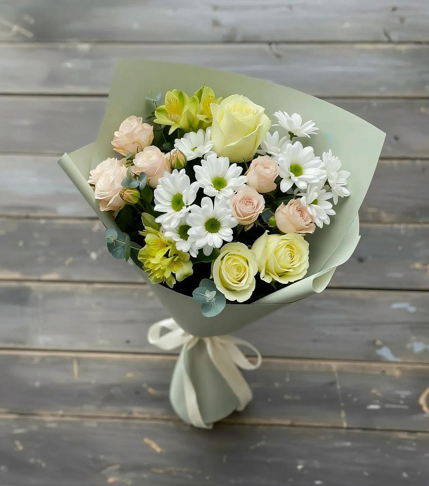 Букет цветов из: Альстромерии, Розы и Хризантемы в Беково