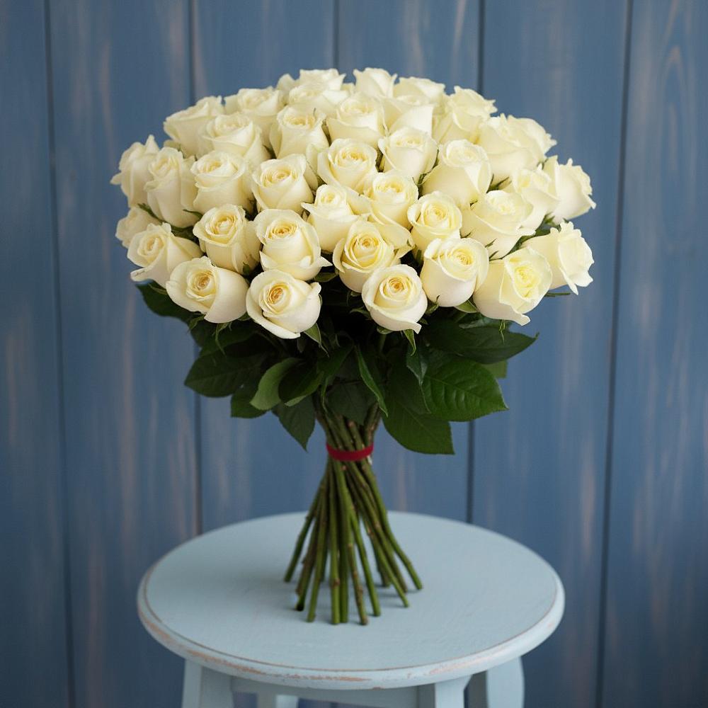 Букет 51 Белая роза Эдлесс Лав в Беково
