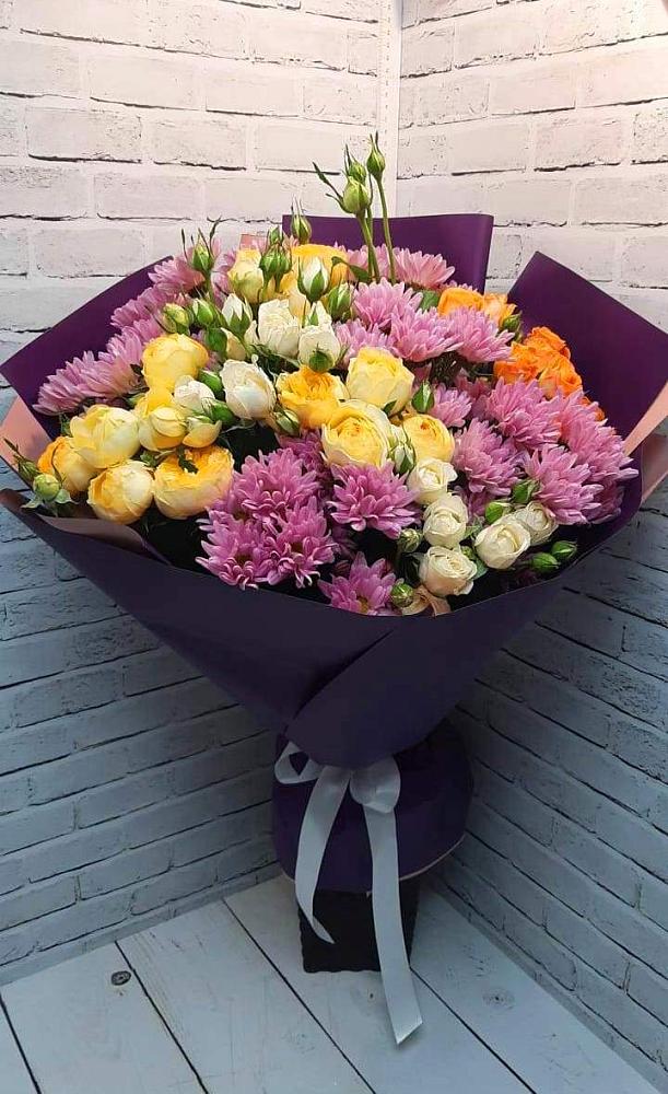 Букет цветов из: Хризантемы и Розы в Беково