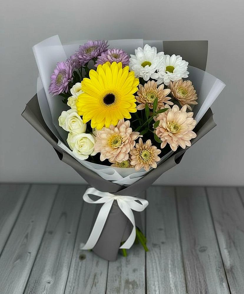 Букет цветов из: Розы, Герберы и Хризантемы в Беково