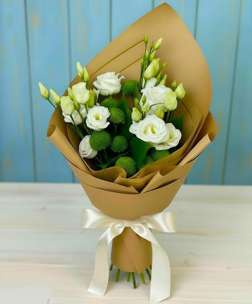 Букет цветов из: Хризантемы и Лизиантусы в Беково