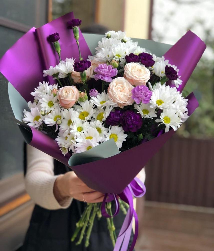 Букет цветов из: Хризантемы, Гвоздики и Розы в Беково