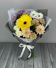 Букет цветов из:  Розы, Герберы и Хризантемы #REPLACE_PRED# Беково