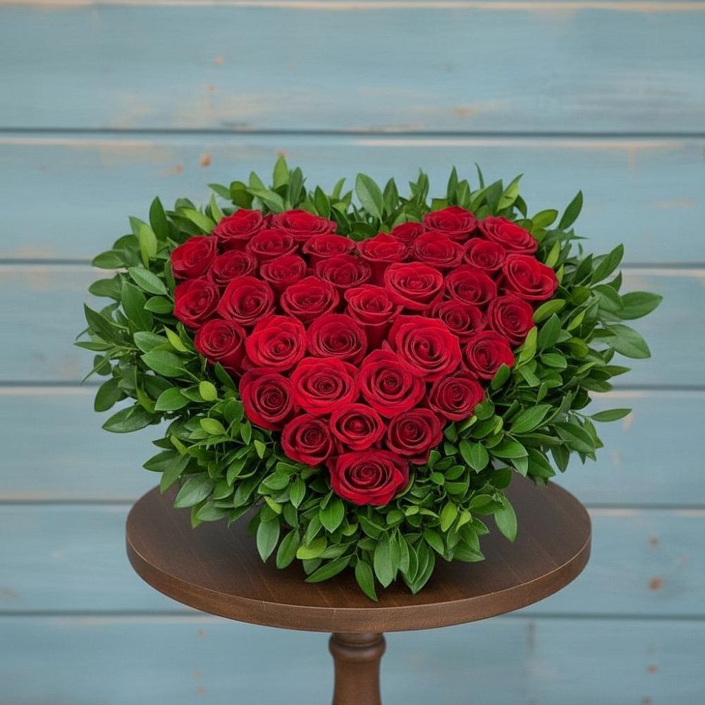 Цветочная композиция из Розы в виде сердца в Беково