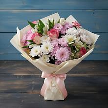 Букет цветов из:  Хризантемы, Альстромерии и Розы в Беково