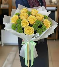 Букет цветов из:  Хризантемы и Розы в Беково