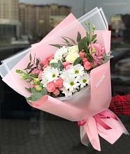Букет цветов из:  Розы, Лизиантусы и Хризантемы в Беково