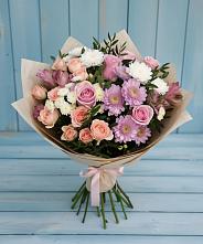 Букет цветов из:  Хризантемы, Розы и Альстромерии в Беково