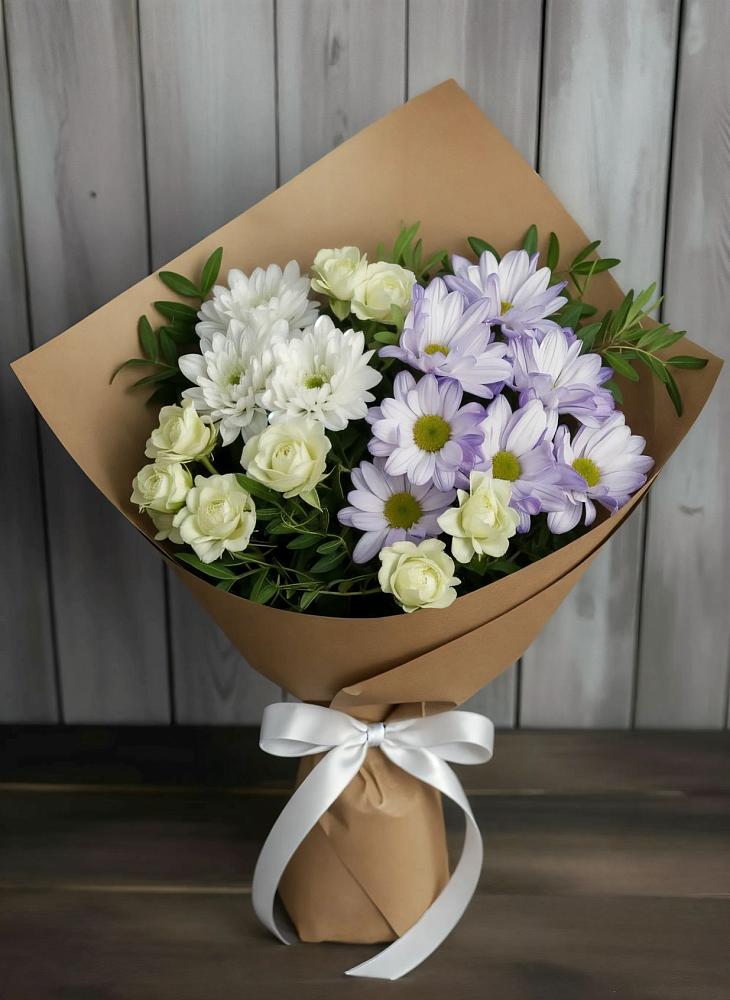 Букет цветов из: Хризантемы и Розы в Беково