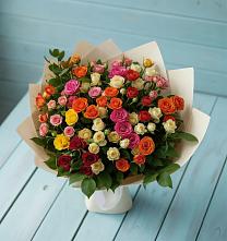 Букет Микс из разноцветных кустовых роз #REPLACE_PRED# Беково