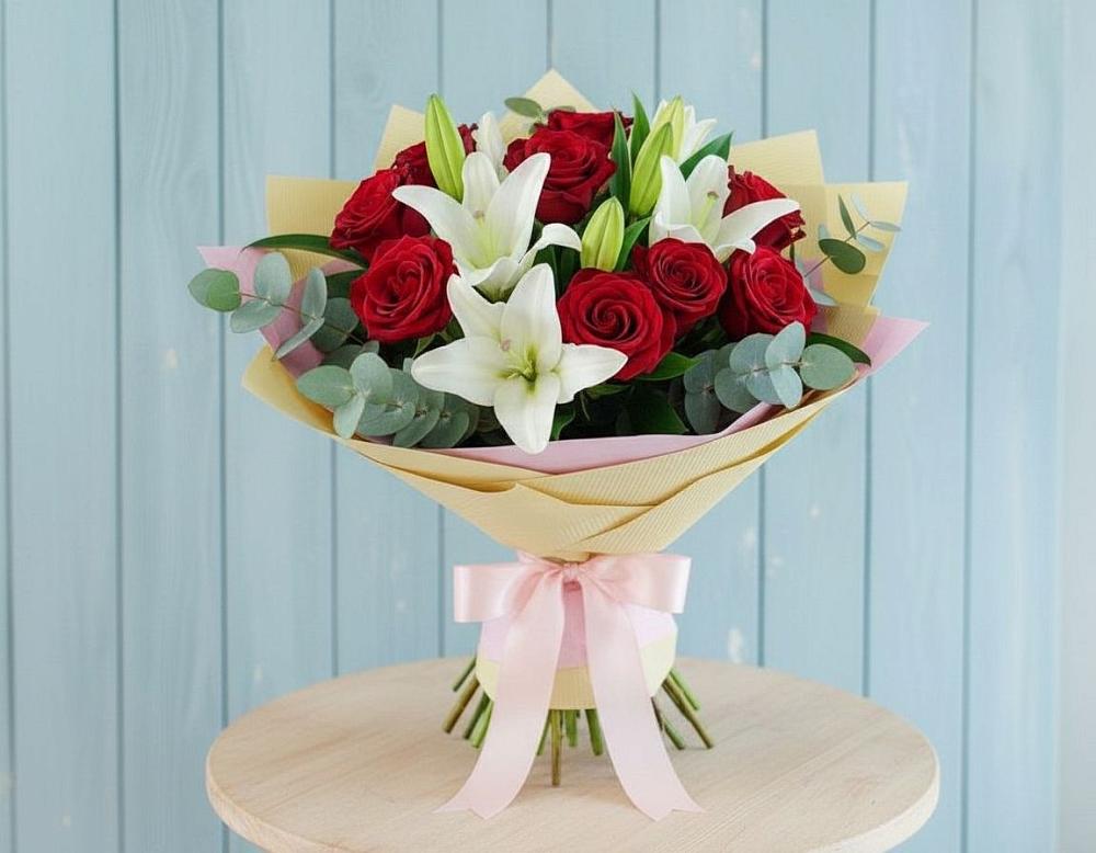 Букет цветов из: Лилии и Розы в Беково